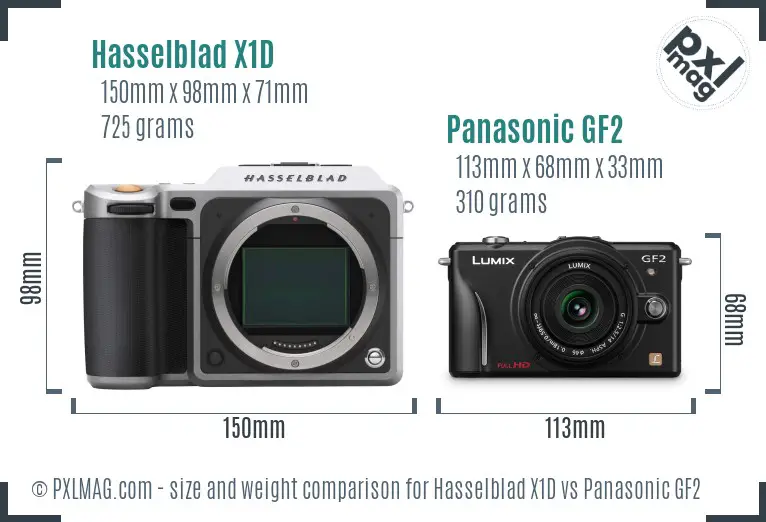 Hasselblad X1D vs Panasonic GF2 size comparison
