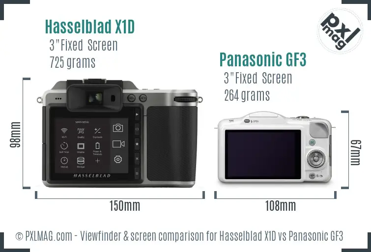 Hasselblad X1D vs Panasonic GF3 Screen and Viewfinder comparison
