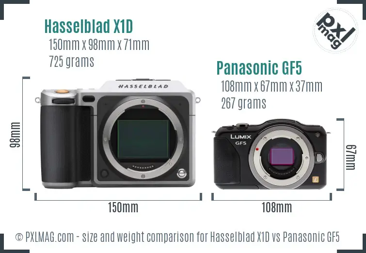 Hasselblad X1D vs Panasonic GF5 size comparison Hasselblad X1D vs Panasonic GF5 size comparison