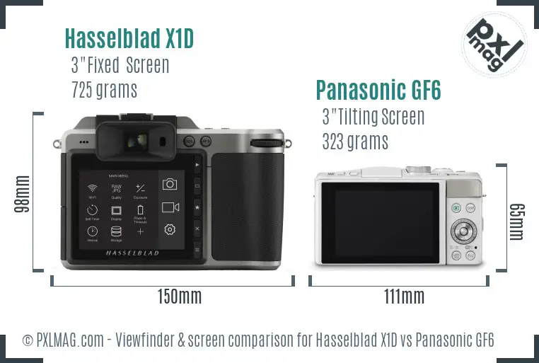 Hasselblad X1D vs Panasonic GF6 Screen and Viewfinder comparison
