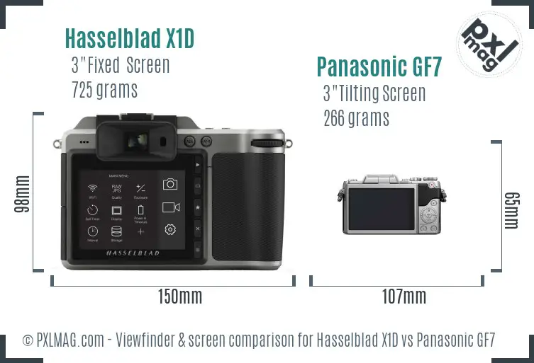 Hasselblad X1D vs Panasonic GF7 Screen and Viewfinder comparison