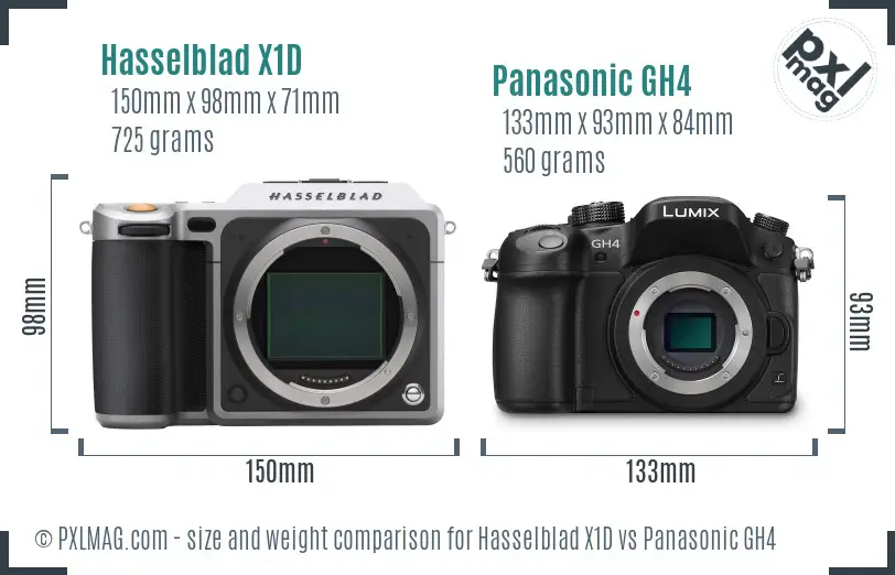Hasselblad X1D vs Panasonic GH4 size comparison