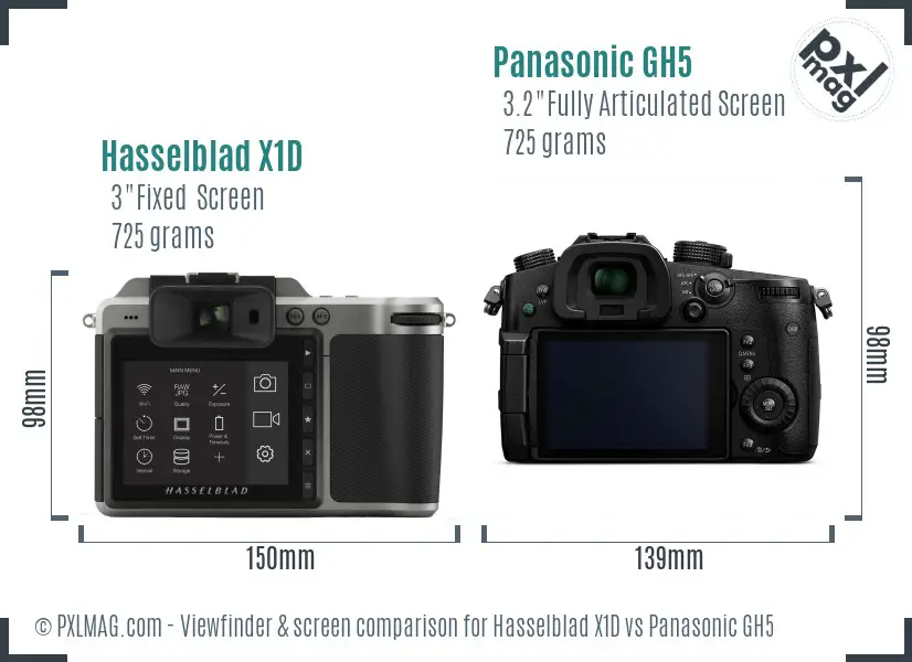 Hasselblad X1D vs Panasonic GH5 Screen and Viewfinder comparison