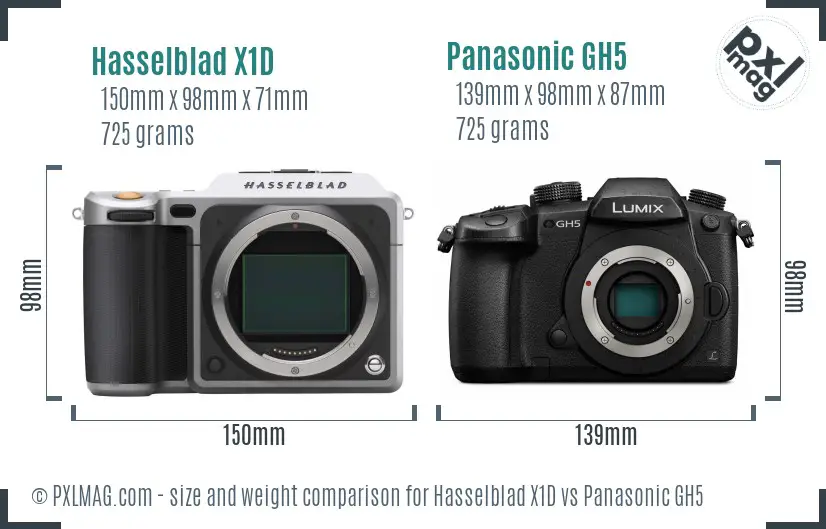 Hasselblad X1D vs Panasonic GH5 size comparison