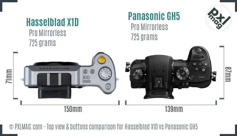 Hasselblad X1D vs Panasonic GH5 top view buttons comparison