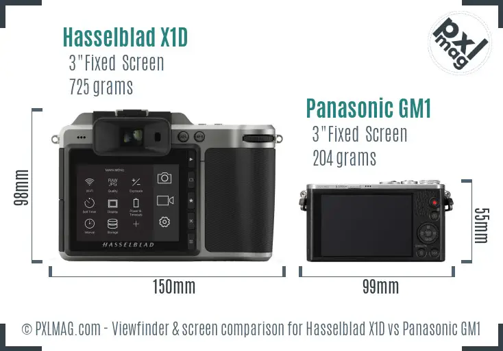 Hasselblad X1D vs Panasonic GM1 Screen and Viewfinder comparison