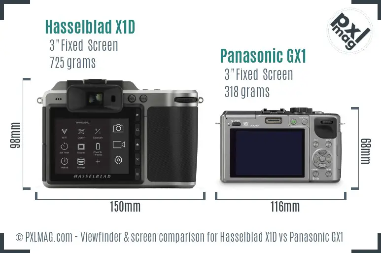 Hasselblad X1D vs Panasonic GX1 Screen and Viewfinder comparison