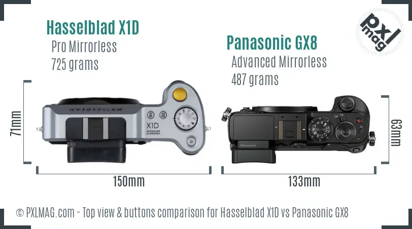 Hasselblad X1D vs Panasonic GX8 top view buttons comparison