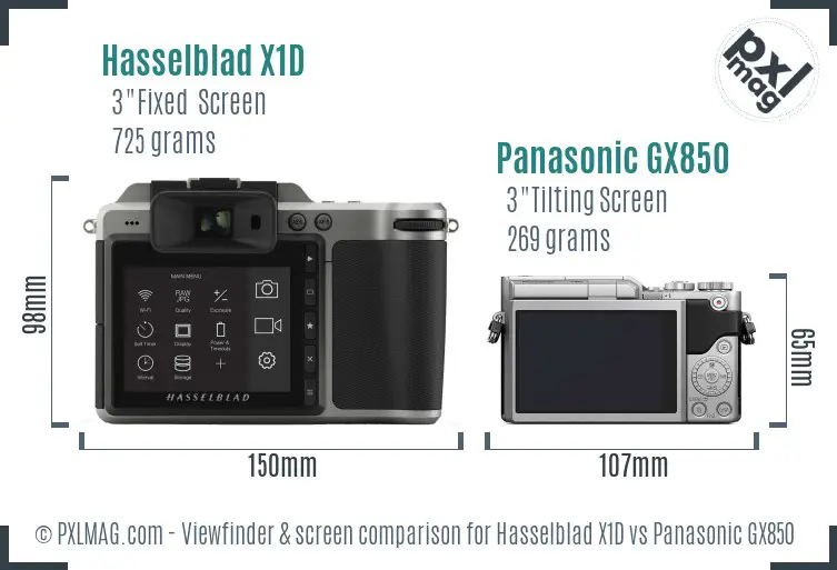 Hasselblad X1D vs Panasonic GX850 Screen and Viewfinder comparison Hasselblad X1D vs Panasonic GX850 Screen and Viewfinder comparison
