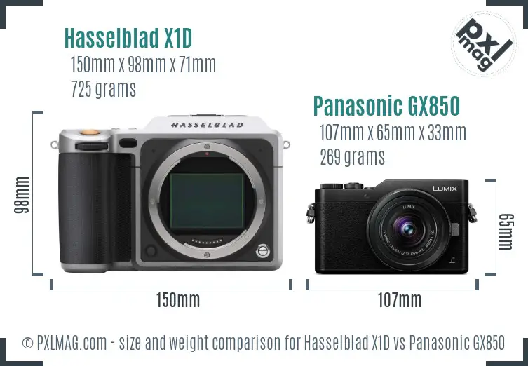 Hasselblad X1D vs Panasonic GX850 size comparison Hasselblad X1D vs Panasonic GX850 size comparison