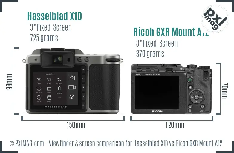 Hasselblad X1D vs Ricoh GXR Mount A12 Screen and Viewfinder comparison