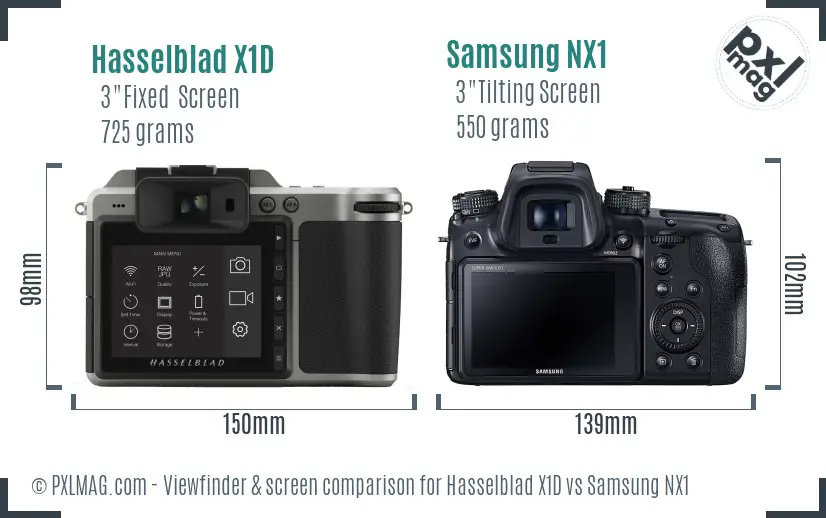 Hasselblad X1D vs Samsung NX1 Screen and Viewfinder comparison Hasselblad X1D vs Samsung NX1 Screen and Viewfinder comparison