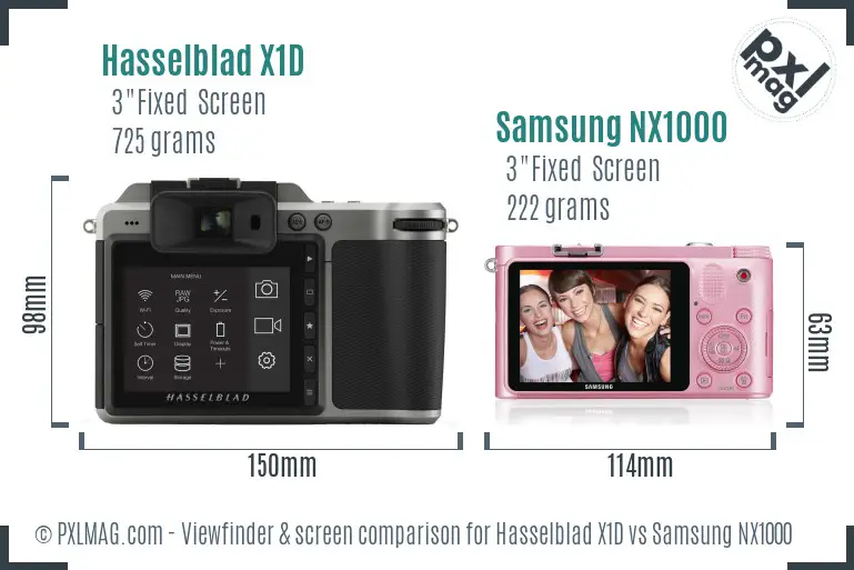 Hasselblad X1D vs Samsung NX1000 Screen and Viewfinder comparison