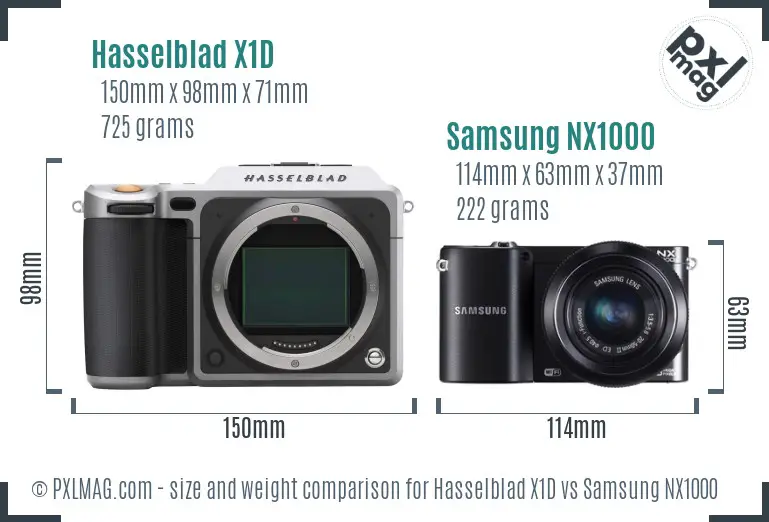 Hasselblad X1D vs Samsung NX1000 size comparison