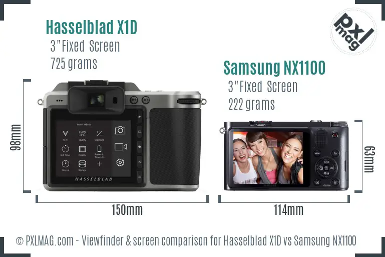 Hasselblad X1D vs Samsung NX1100 Screen and Viewfinder comparison