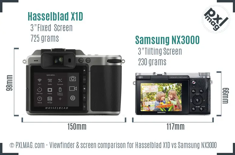 Hasselblad X1D vs Samsung NX3000 Screen and Viewfinder comparison