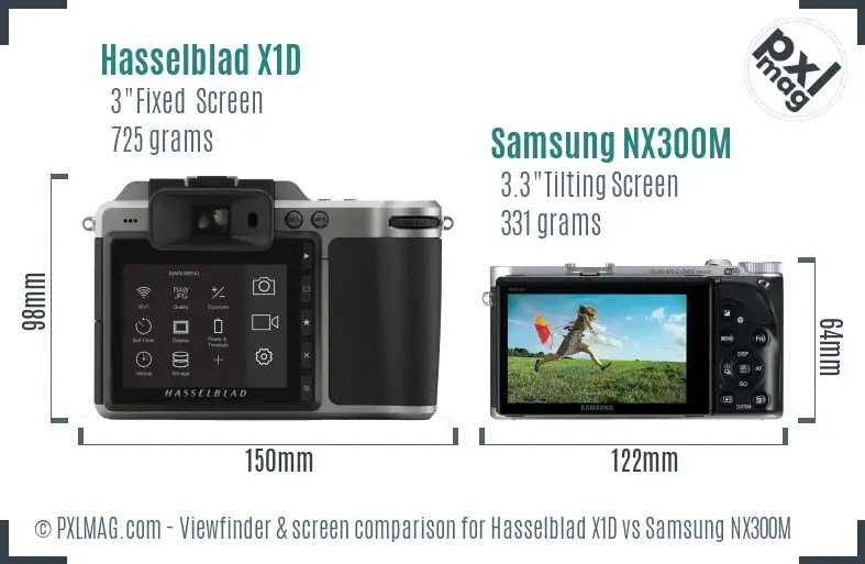 Hasselblad X1D vs Samsung NX300M Screen and Viewfinder comparison