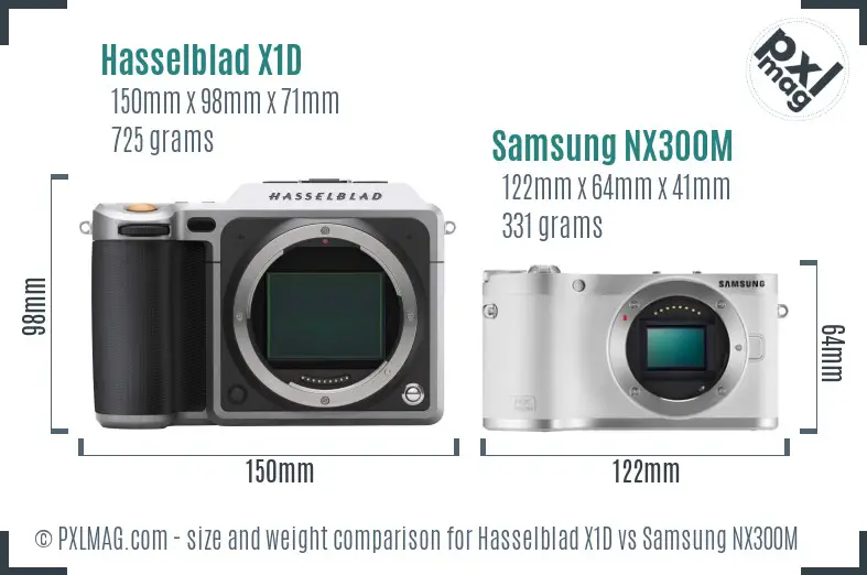 Hasselblad X1D vs Samsung NX300M size comparison