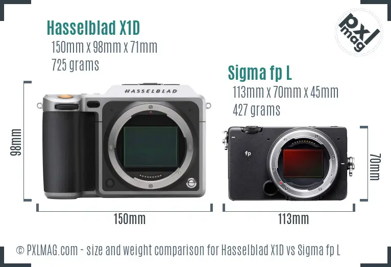 Hasselblad X1D vs Sigma fp L size comparison