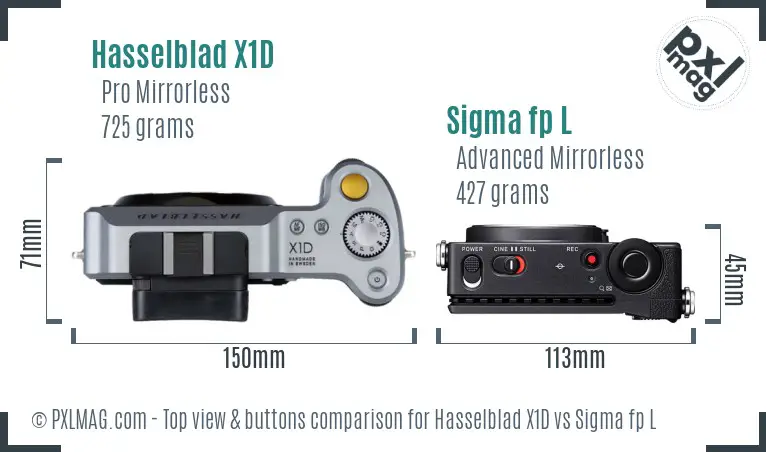 Hasselblad X1D vs Sigma fp L top view buttons comparison