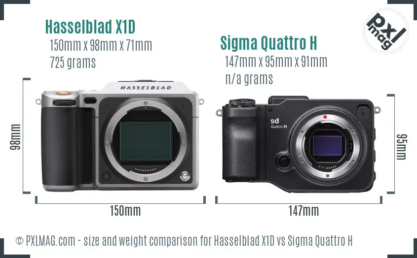 Hasselblad X1D vs Sigma Quattro H size comparison
