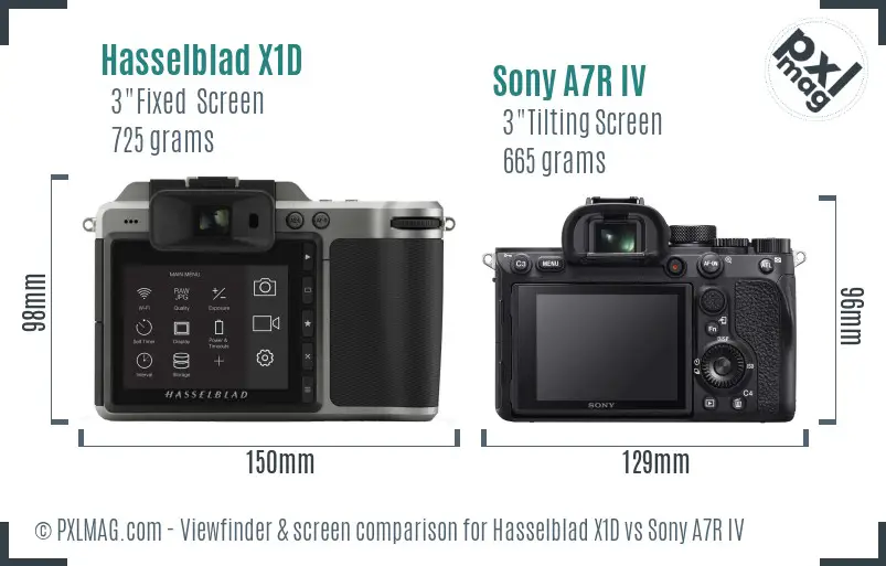 Hasselblad X1D vs Sony A7R IV Screen and Viewfinder comparison