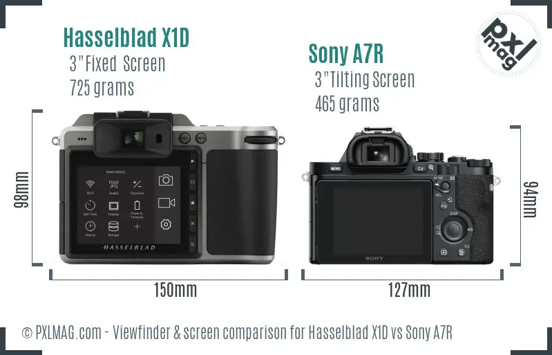 Hasselblad X1D vs Sony A7R Screen and Viewfinder comparison