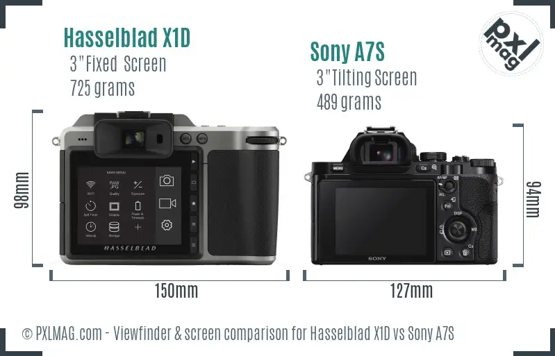 Hasselblad X1D vs Sony A7S Screen and Viewfinder comparison