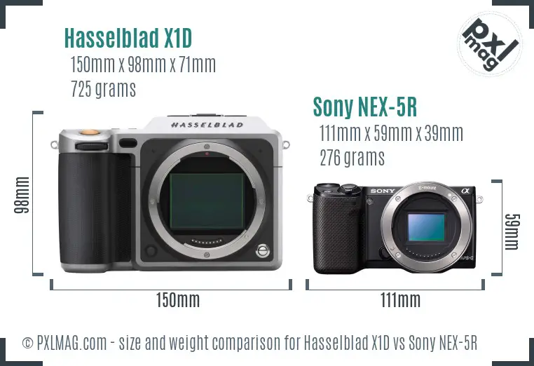 Hasselblad X1D vs Sony NEX-5R size comparison
