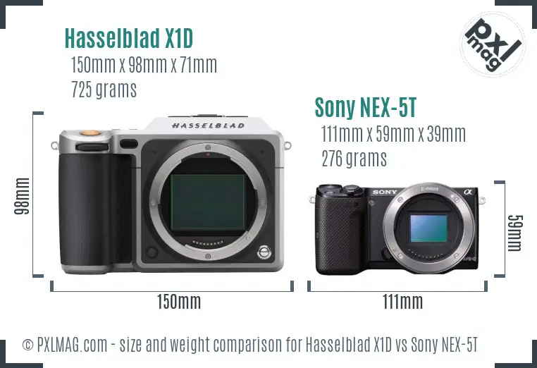 Hasselblad X1D vs Sony NEX-5T size comparison
