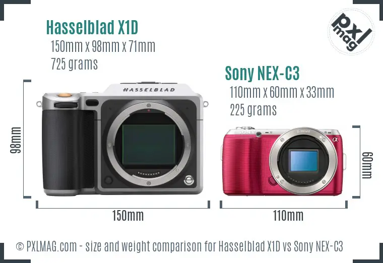Hasselblad X1D vs Sony NEX-C3 size comparison Hasselblad X1D vs Sony NEX-C3 size comparison