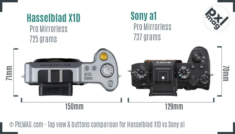 Hasselblad X1D vs Sony a1 top view buttons comparison