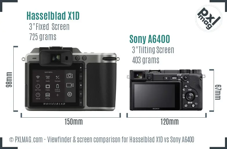 Hasselblad X1D vs Sony A6400 Screen and Viewfinder comparison