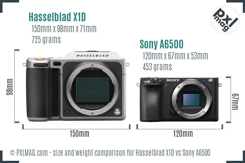 Hasselblad X1D vs Sony A6500 size comparison
