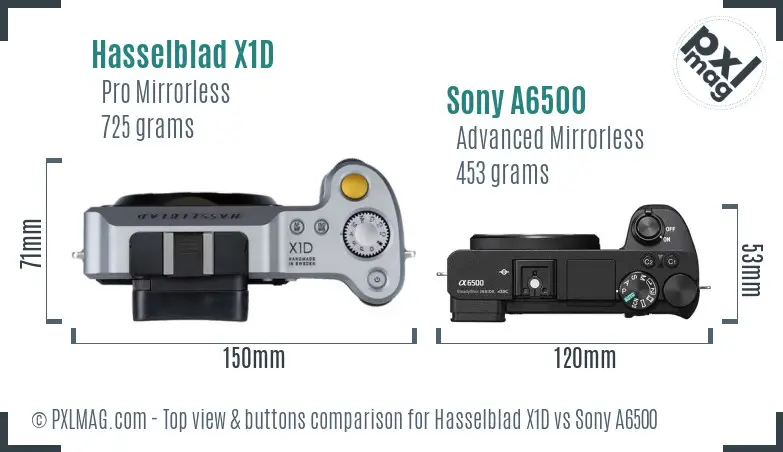 Hasselblad X1D vs Sony A6500 top view buttons comparison