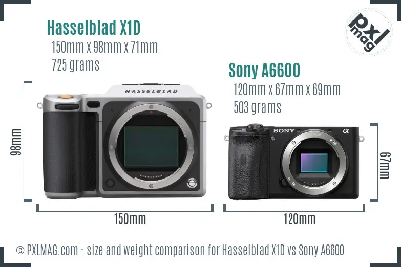 Hasselblad X1D vs Sony A6600 size comparison