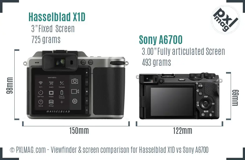 Hasselblad X1D vs Sony A6700 Screen and Viewfinder comparison Hasselblad X1D vs Sony A6700 Screen and Viewfinder comparison