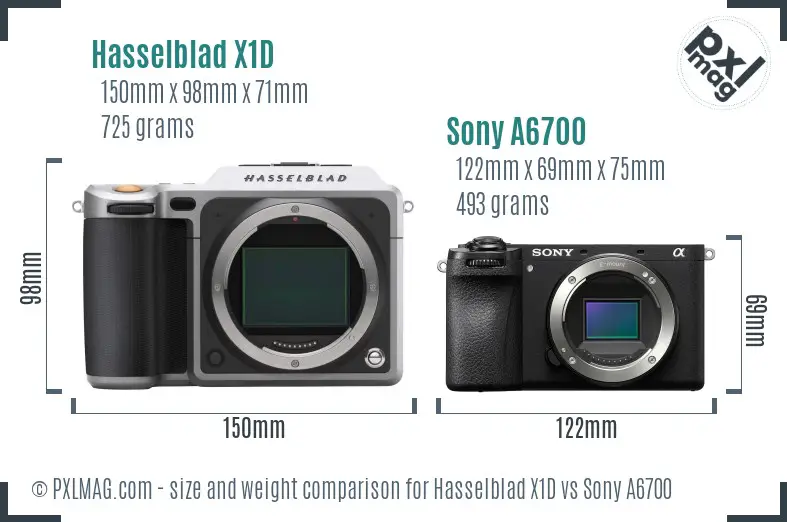 Hasselblad X1D vs Sony A6700 size comparison Hasselblad X1D vs Sony A6700 size comparison