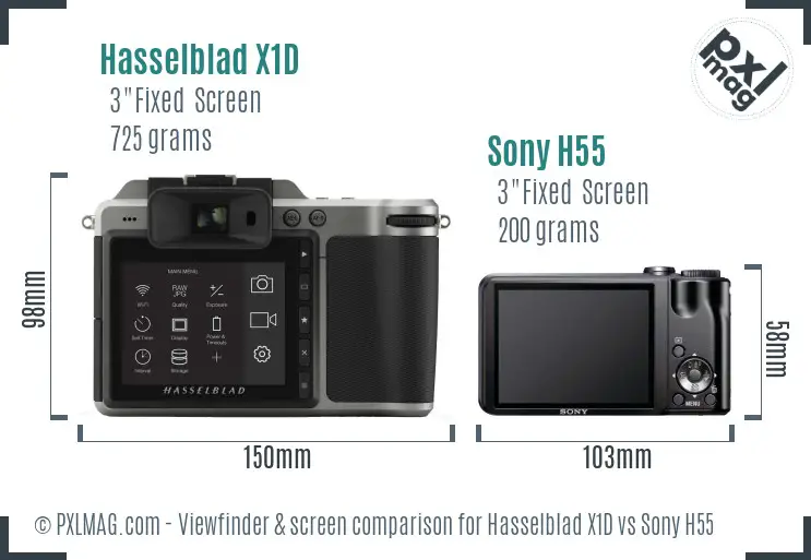Hasselblad X1D vs Sony H55 Screen and Viewfinder comparison