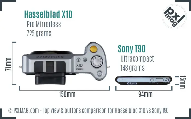 Hasselblad X1D vs Sony T90 top view buttons comparison