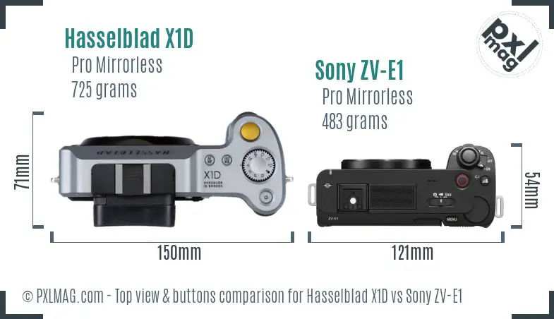 Hasselblad X1D vs Sony ZV-E1 top view buttons comparison