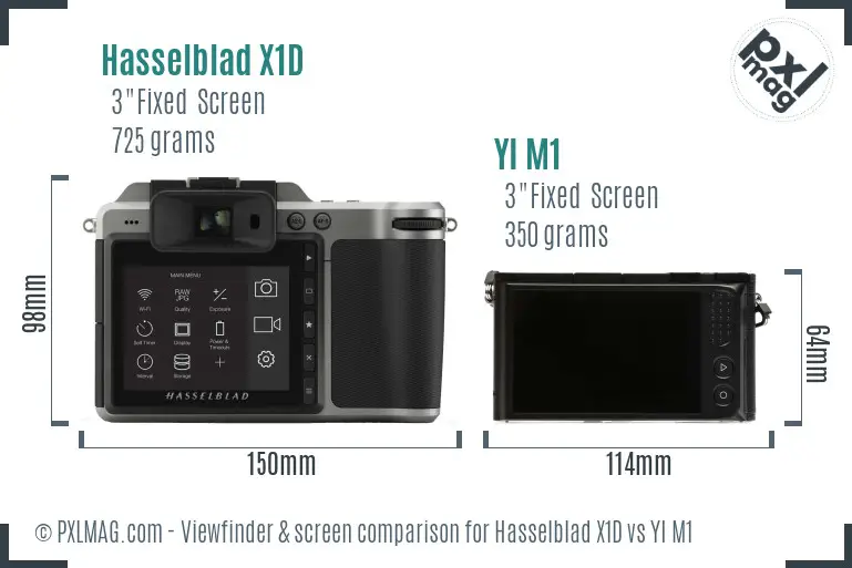 Hasselblad X1D vs YI M1 Screen and Viewfinder comparison