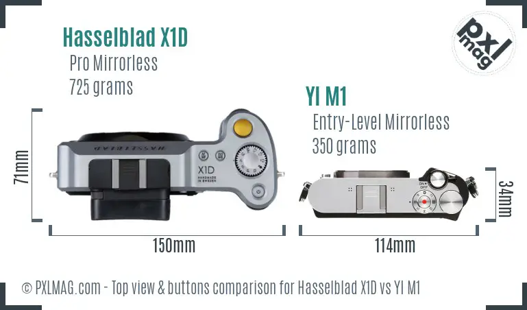 Hasselblad X1D vs YI M1 top view buttons comparison