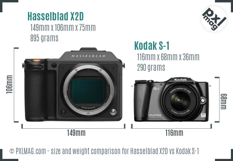 Hasselblad X2D vs Kodak S-1 size comparison