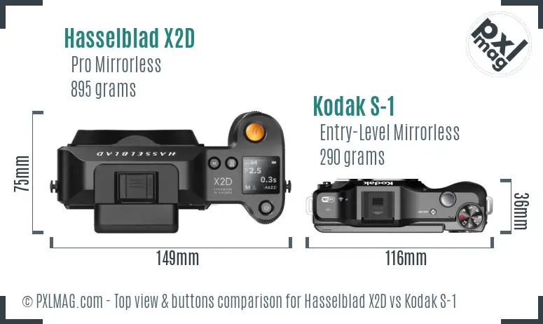 Hasselblad X2D vs Kodak S-1 top view buttons comparison