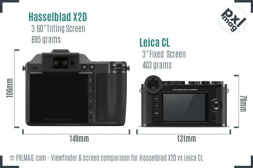 Hasselblad X2D vs Leica CL Screen and Viewfinder comparison