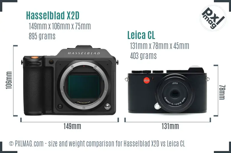 Hasselblad X2D vs Leica CL size comparison