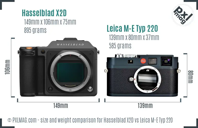 Hasselblad X2D vs Leica M-E Typ 220 size comparison