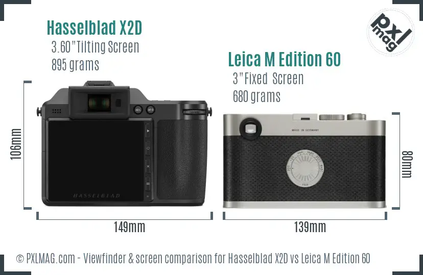 Hasselblad X2D vs Leica M Edition 60 Screen and Viewfinder comparison