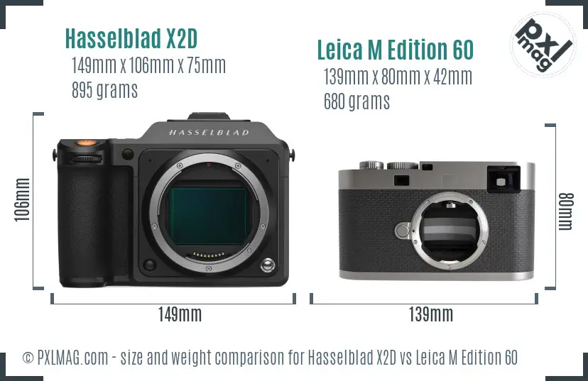 Hasselblad X2D vs Leica M Edition 60 size comparison